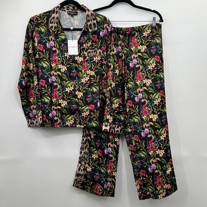 🆕NWT Generation Love Odessa Bold Floral Leopard Satin Pajama Set